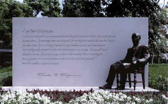 Sculpture of C. C. Chapman, by Sculptor Raymond Persinger, Chapman University, Orange, California